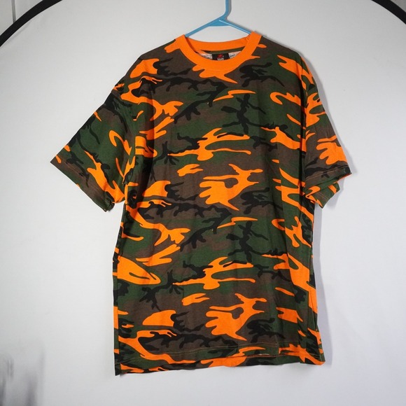 Zeep World Sports Other - Zeep World Sports Mens XL Orange Green Camo T-Shirt Short Sleeve Cotton Tee
